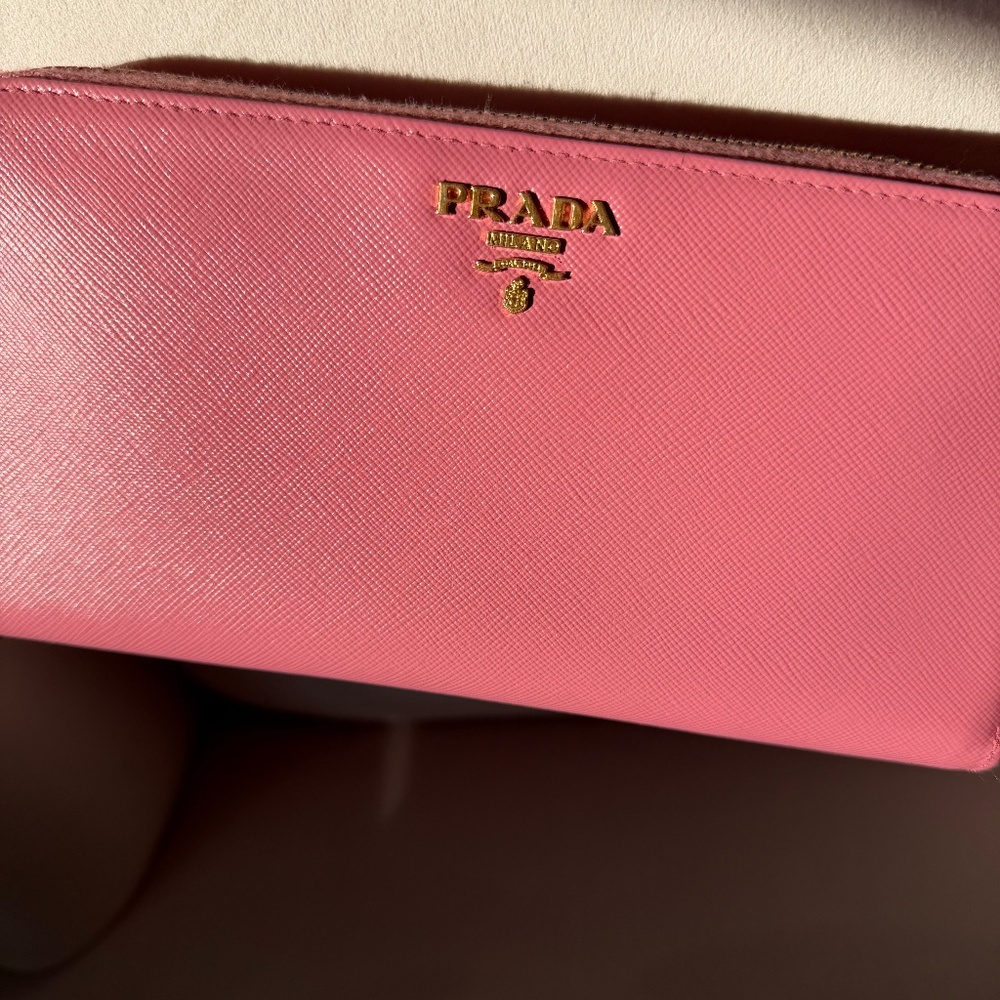 Prada Saffiano Leather Wallet in Candy Pink